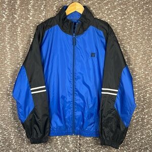 Vintage Wilson Tennis Golf Rain Windbreaker Coat Blue‎ Black Zip Up